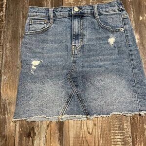 Girls Denim Distressed Skirt
